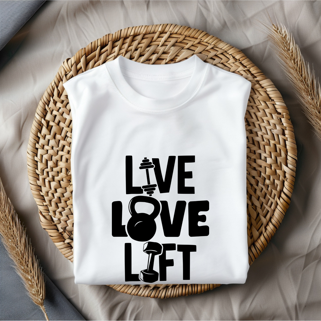 Unisex live love lift gym tshirt