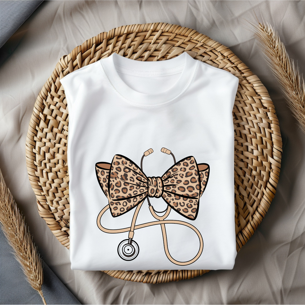 Unisex Bow Stethoscope doctor tshirt