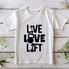 Unisex live love lift gym tshirt