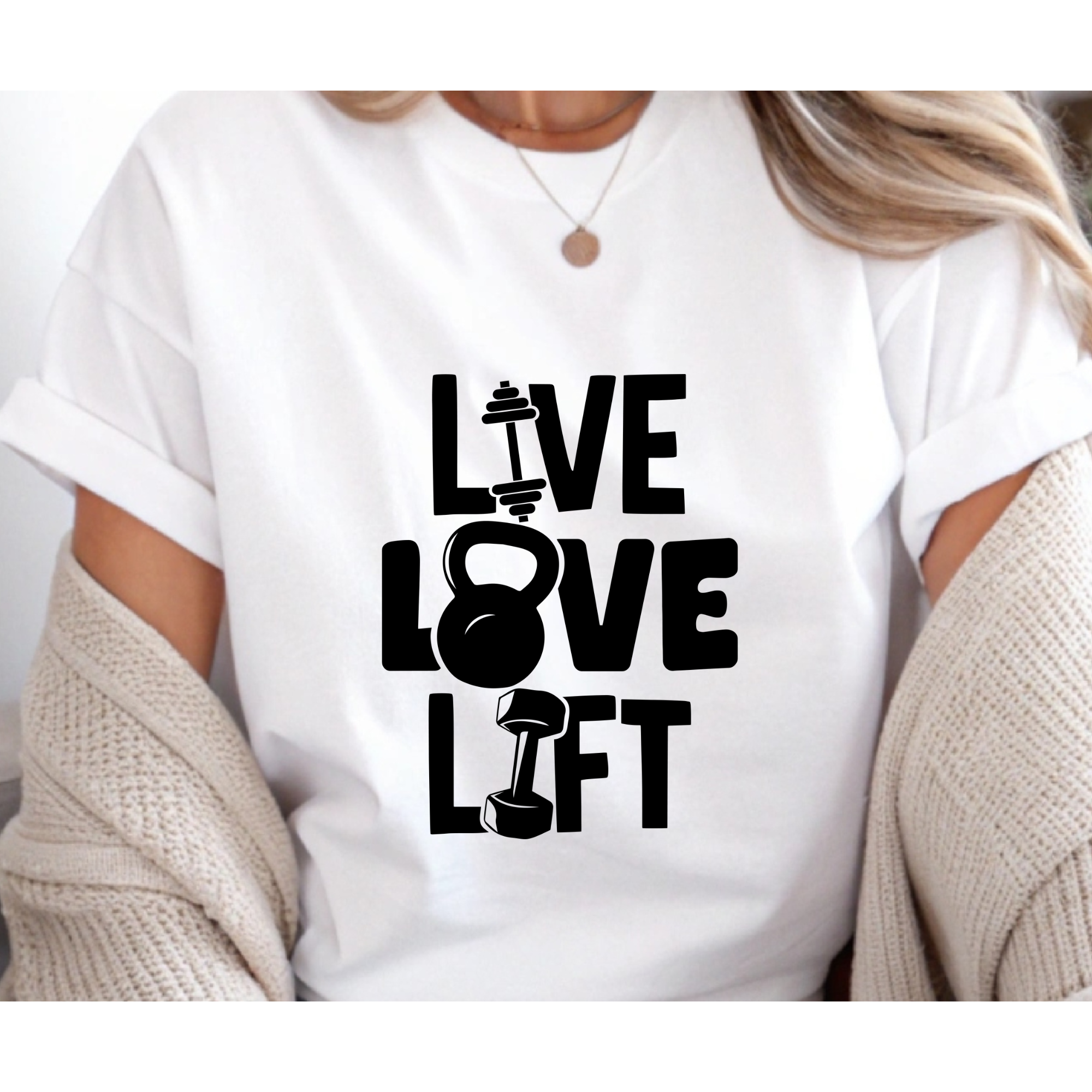 Unisex live love lift gym tshirt