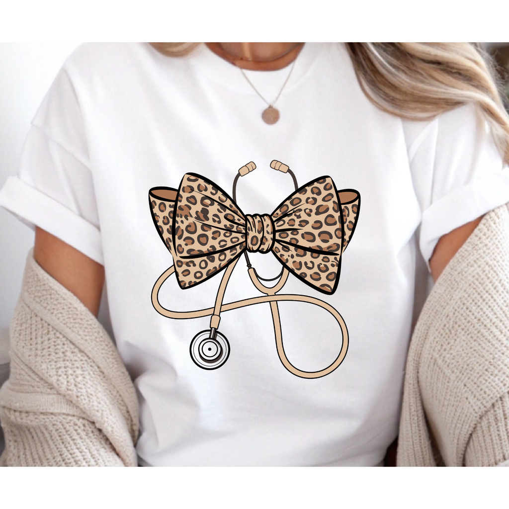 Unisex Bow Stethoscope doctor tshirt