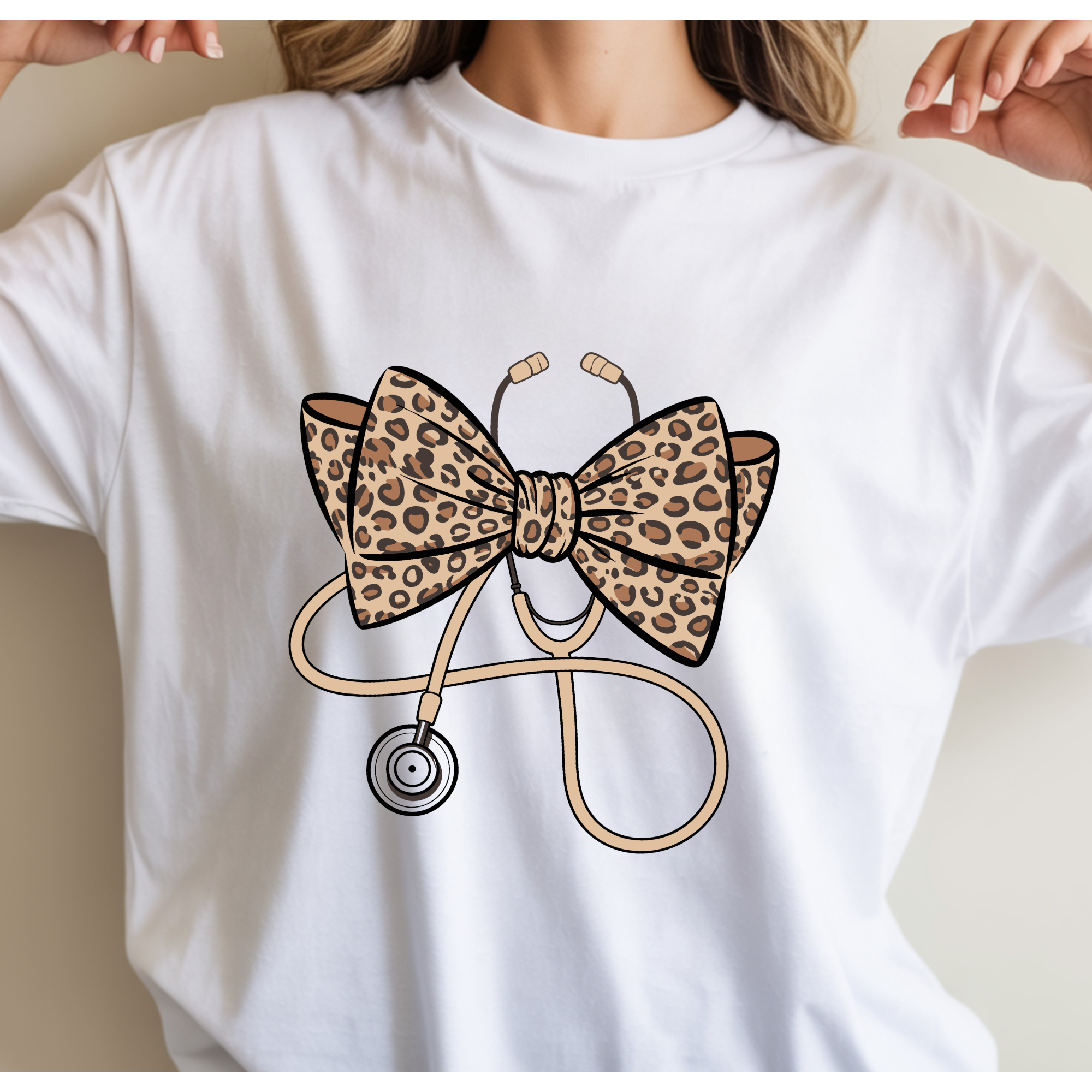 Unisex Bow Stethoscope doctor tshirt