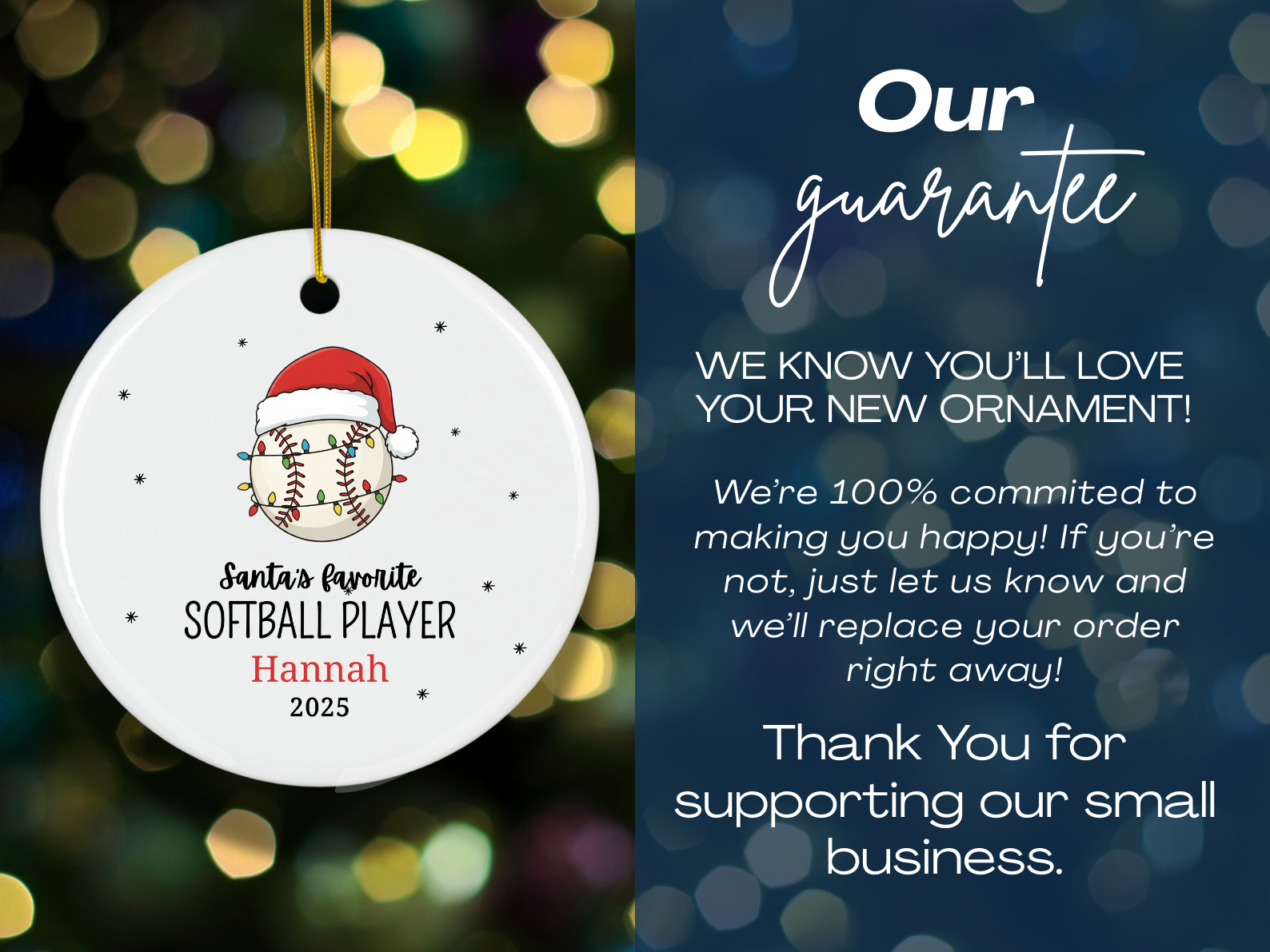 Personalized Santa's Favorite Softball Player Ornament