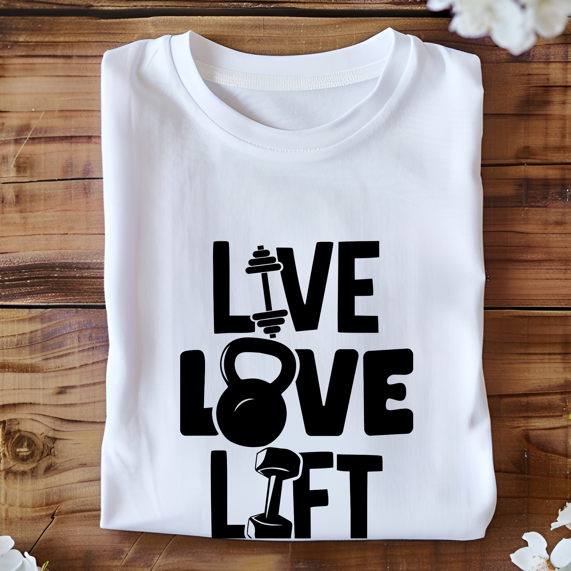 Unisex live love lift gym tshirt
